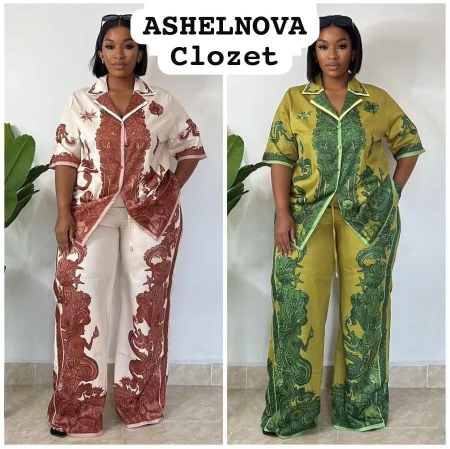 Silk print co-ord set/ Luxury lounge set.